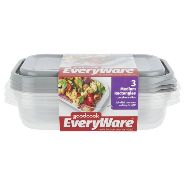 2.9-Cup Food Container, medium square, 4-Piece Set - GoodCook