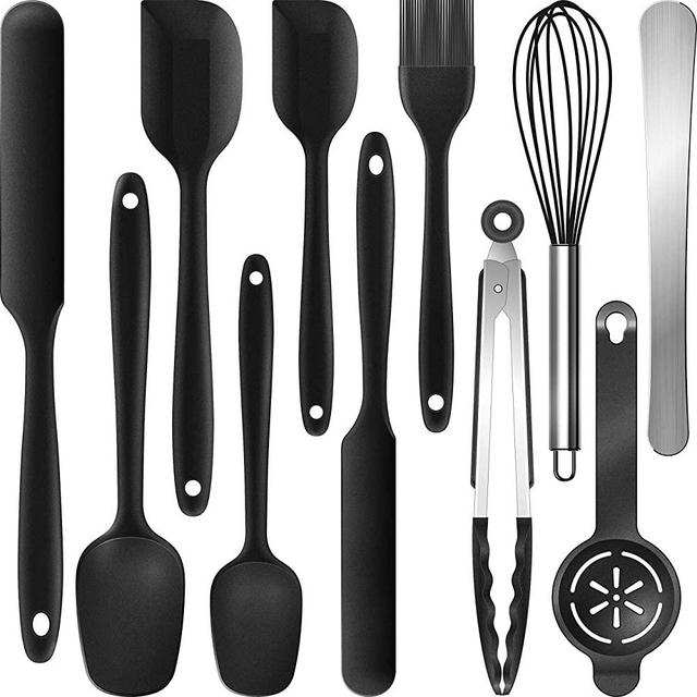 11 Piece Silicone Spatula Set - 446°F Heat Resistant Rubber Spatula .Kitchen Spatulas.Plastic Spatula.Baking Utensils for Cooking, Baking, Mixing. Nonstick Cookware Friendly. BPA-Free. Dishwasher Safe