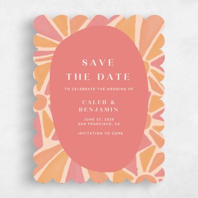 Pink Scalloped Wedding Save the Date - Barcelona Portrait