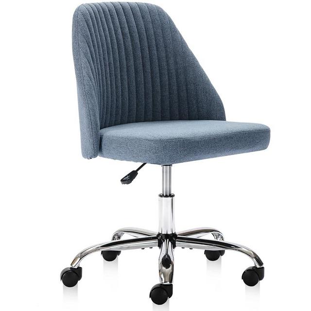 Office Desk Chair, Modern Cute Rolling Vanity Swivel Task Seating with Wheels, Comfortable Back Seat Armless for Home, Bedrooms, Study, Student, Adults, Make-Up, Dressing Room