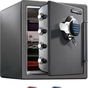 SentrySafe Waterproof and Fireproof Alloy Steel Digital Safe Box for Home with Code Button Keypad, 1.23 Cubic Feet, 17.8 x 16.3 x 19.3 Inches (exterior), SFW123GDC