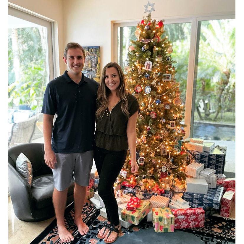 Jordan and Fred celebrate Christmas together at Jordan's parents house.