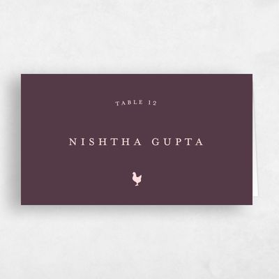 Dark Plum, Purple Wedding Place Card - Marvis Chicken