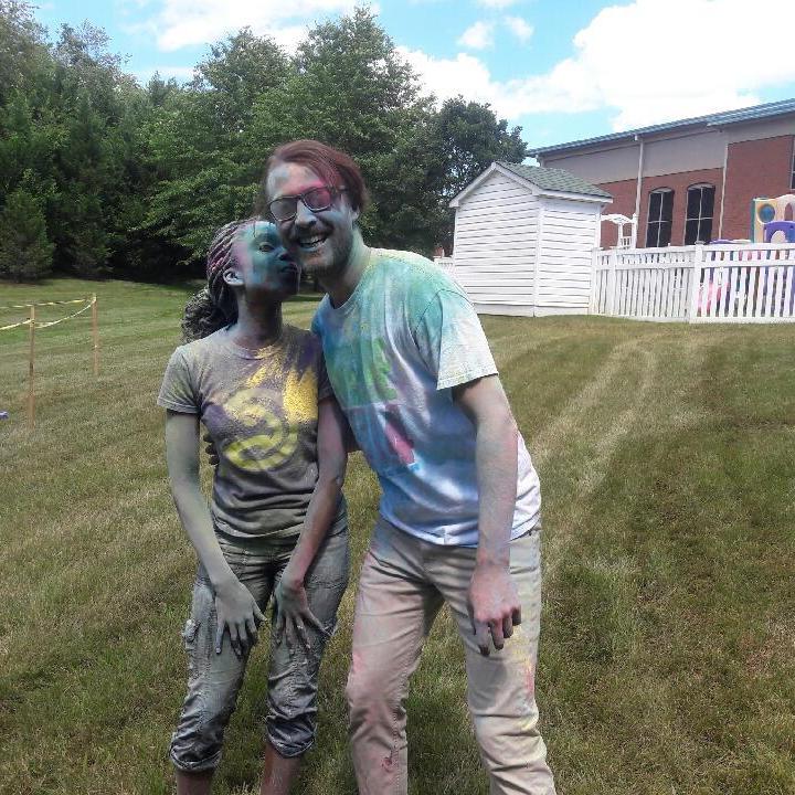 A color fight was uber necessary To classically end a youth event at the church! Yap that's us covered in colored powder...Picture courtesy of the incredible Frank Ledford!