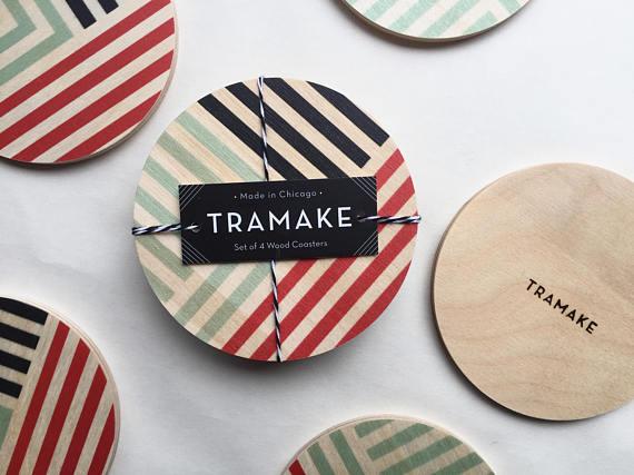 Tramake wood coasters