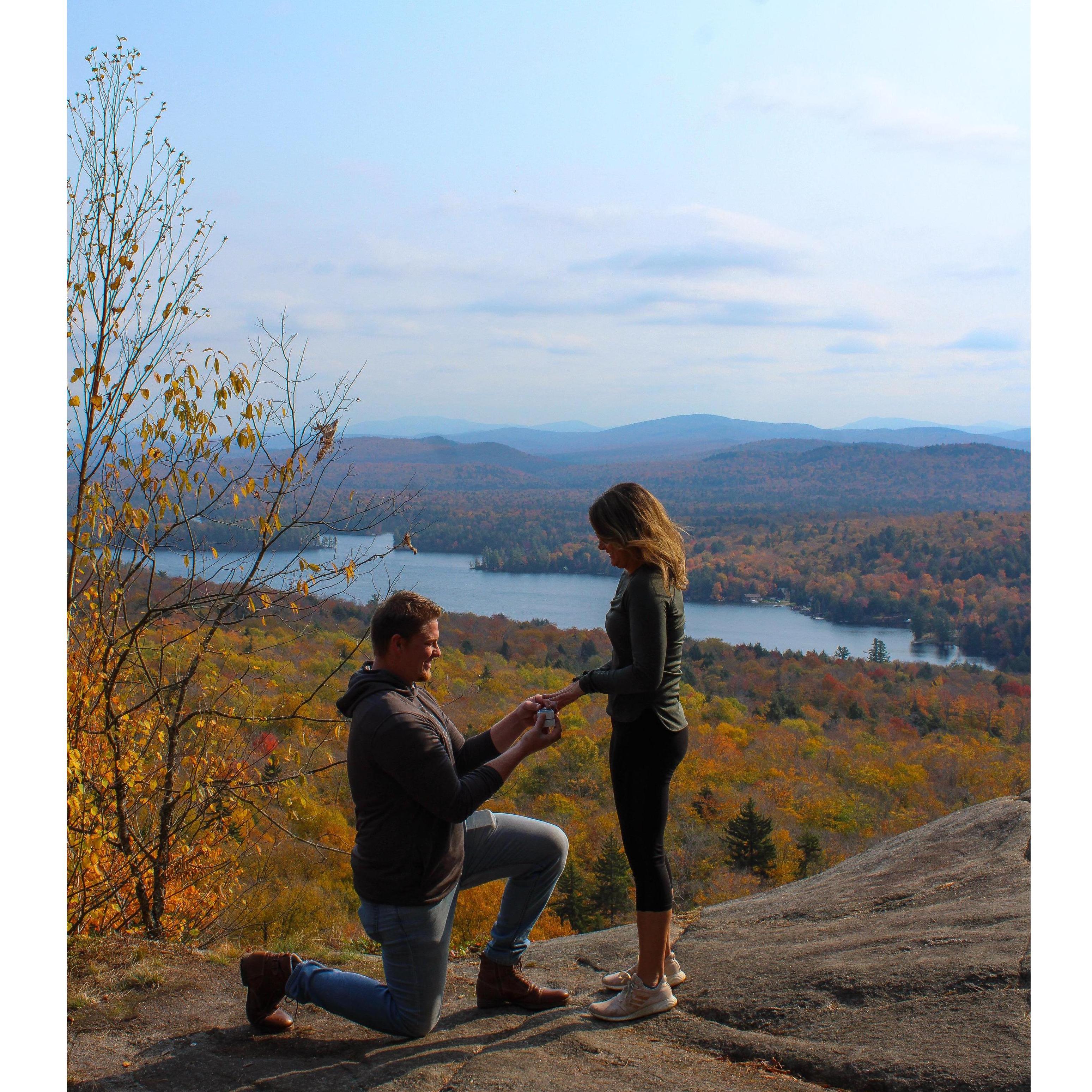October 10th, 2020 - Aaron decided he wanted to make it even more official and popped the question on top of the mountain in one of our favorite places, Old Forge, NY.