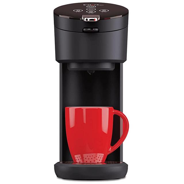 Instant Solo Coffee Maker, Single-Serve for Ground Coffee and K-Cup®Pod Compatible, Includes Reusable Coffee Pod, 40oz Water Reservoir, Charcoal