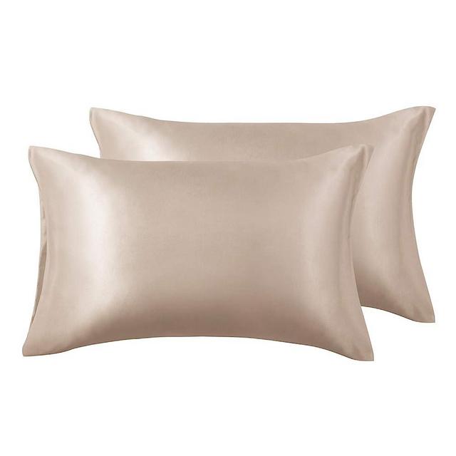 Love's cabin Silk Satin Pillowcase for Hair and Skin (Camel Taupe, 20x36 inches) Slip King Size Pillow Cases Set of 2 - Satin Cooling Pillow Covers with Envelope Closure