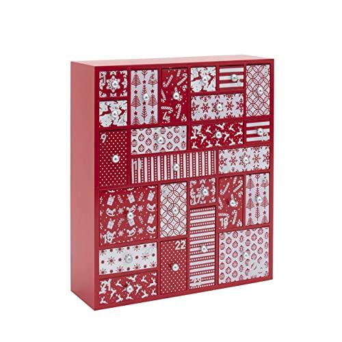 HYGGEHAUS Real Wooden Advent Calendar with Drawers - Large Christmas Countdown Calendar 2019 for Kids, Adults | Original Design Christmas Keepsake and Christmas Tradition decor | 12.5in x 14.5in x 4in