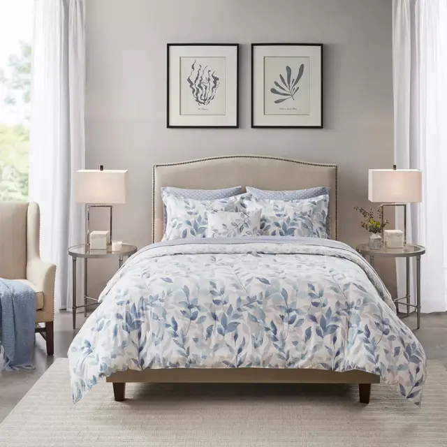 Madison Park Essentials Sofia 8-Piece Reversible Full Comforter Set in Blue