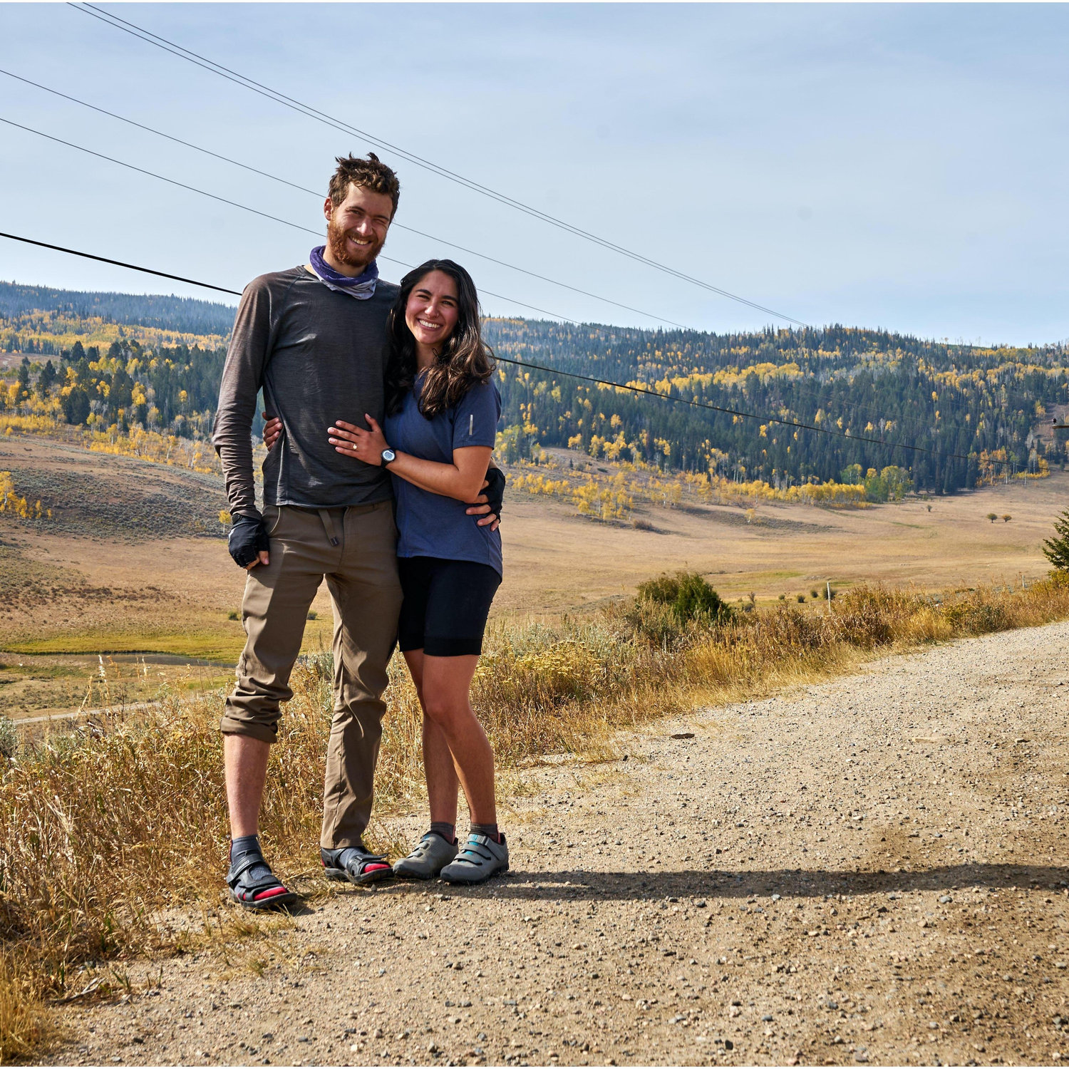 Smiles and ring-flashing during our post-engagement ride