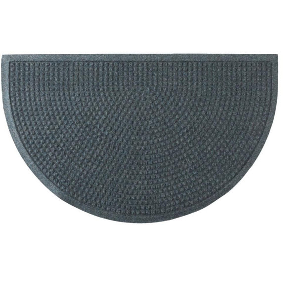 Moonlight Blue Heavyweight Recycled Waterhog Doormat, Half Round, Blooming Circles