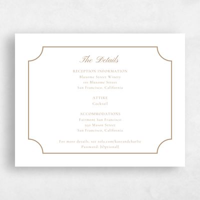 Metallic Bronze, Brown Wedding Enclosure - Blake Letterpress