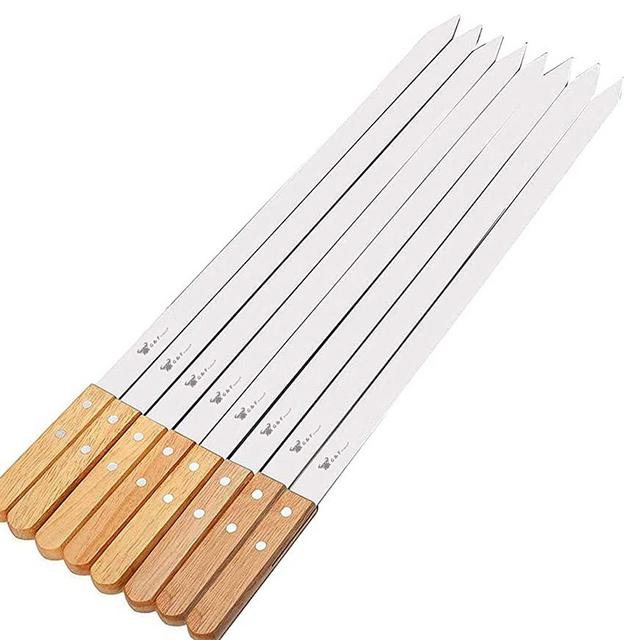 G & F Products 25619 2020 23 Inch Long 5/8 Inch Wide 2mm Thin Stainless Steel BBQ Skewer 8 Piece, Silver