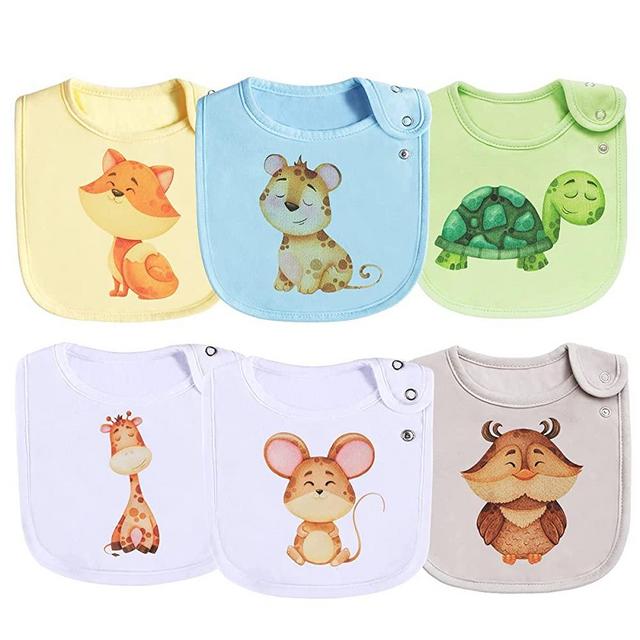 Cotton Waterproof Baby Bibs for Girls Boys Unisex for Drooling Drooler Teething with Snaps,Oeko-TEX Certified Print