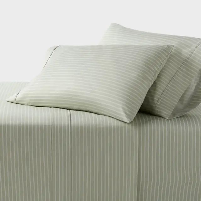 Queen 400 Thread Count Performance Sheet Set Green Stripe - Threshold™