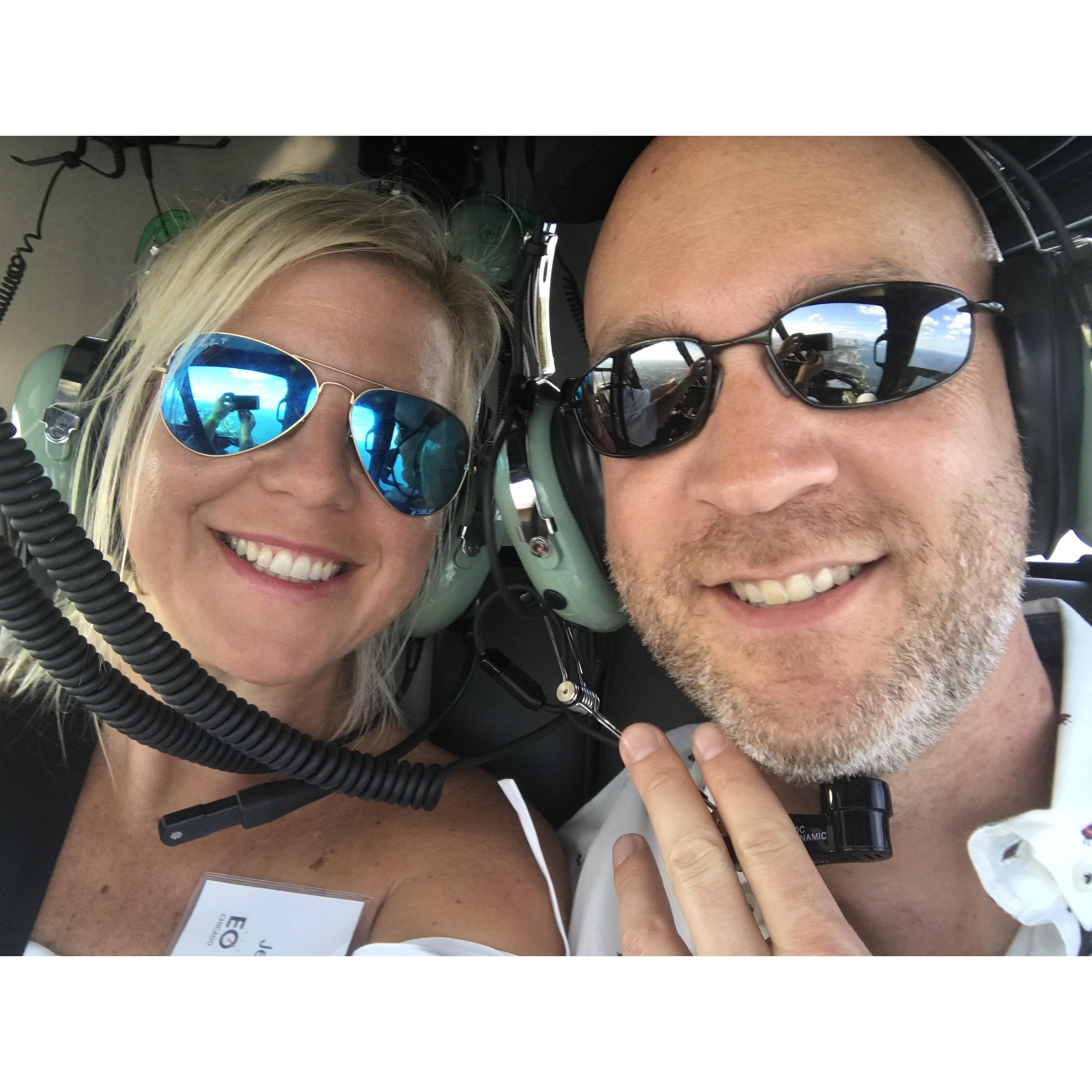 One of Gary and Jen's first experiences together was a helicopter ride over Chicago.