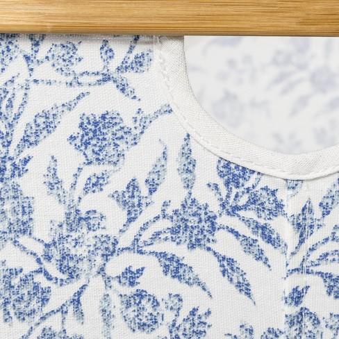 Soft Sided Laundry Basket With Bamboo Rim Floral Blue - Threshold™