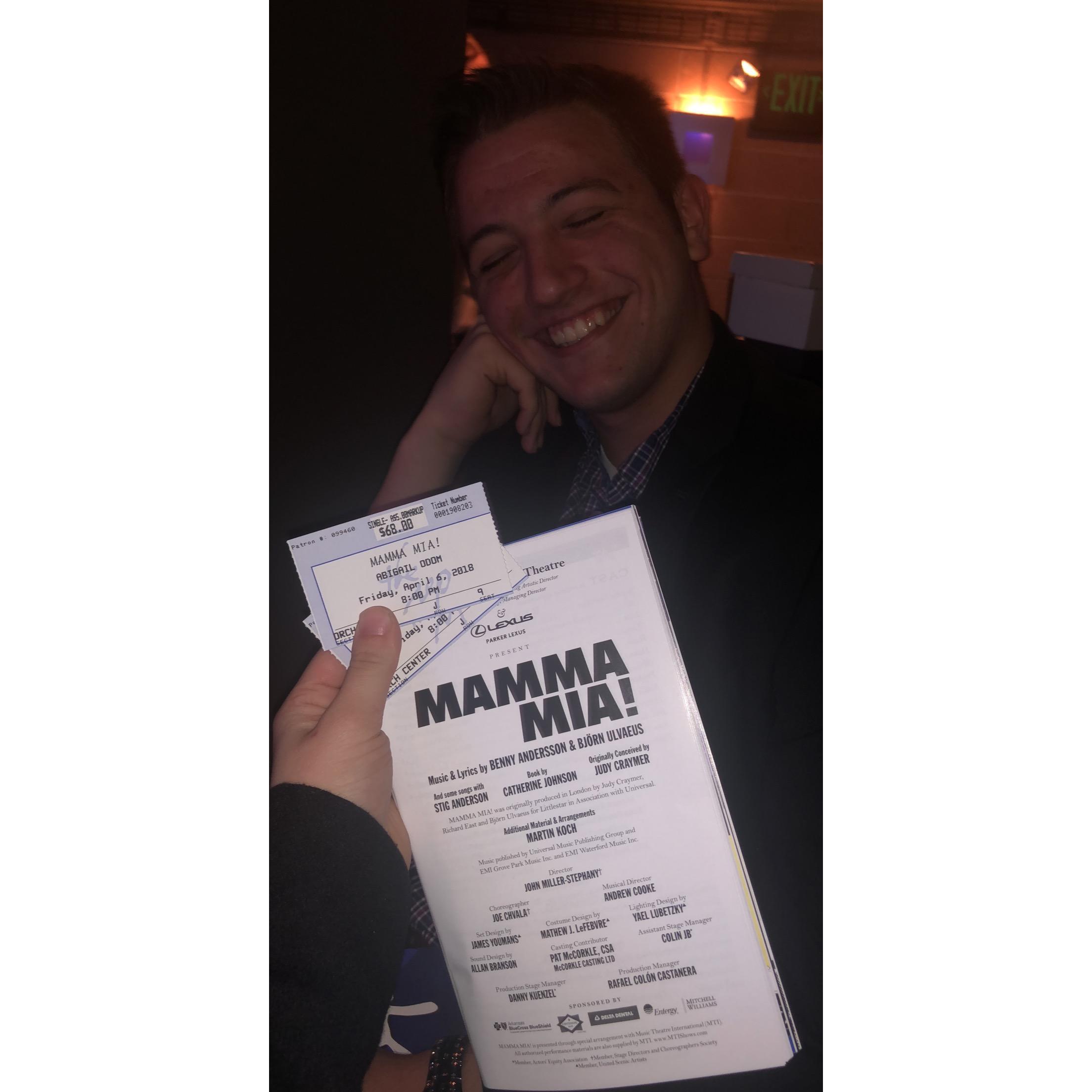 Our very first date! We saw Mamma Mia! live in Little Rock.