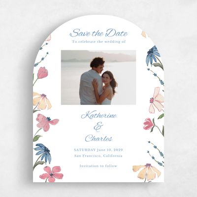 White Arch Wedding Save the Date - Mireille Photo