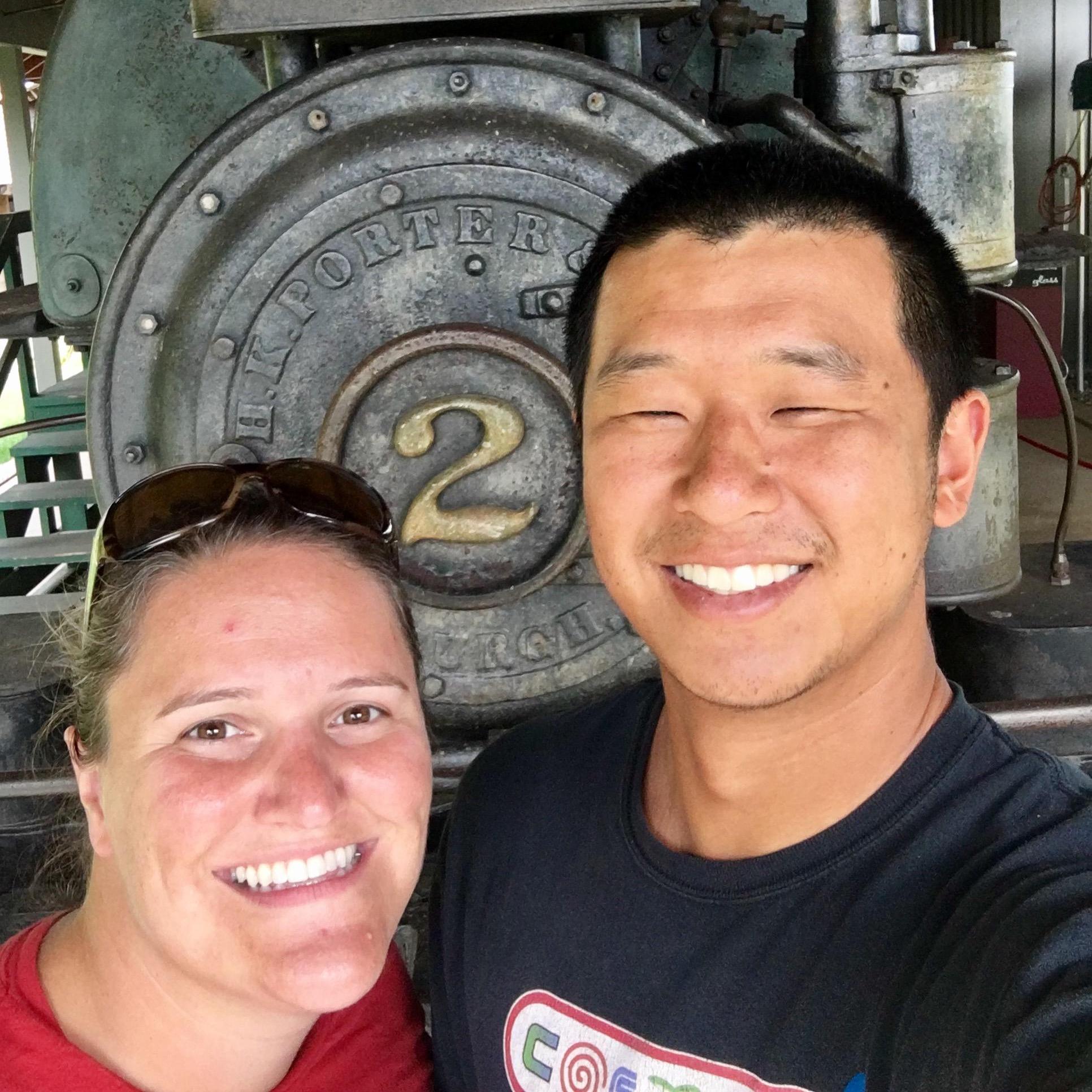 Amelia's family vactioned in the Adirondacks. We had to get our picture in front of the Adirondack Museum's train.