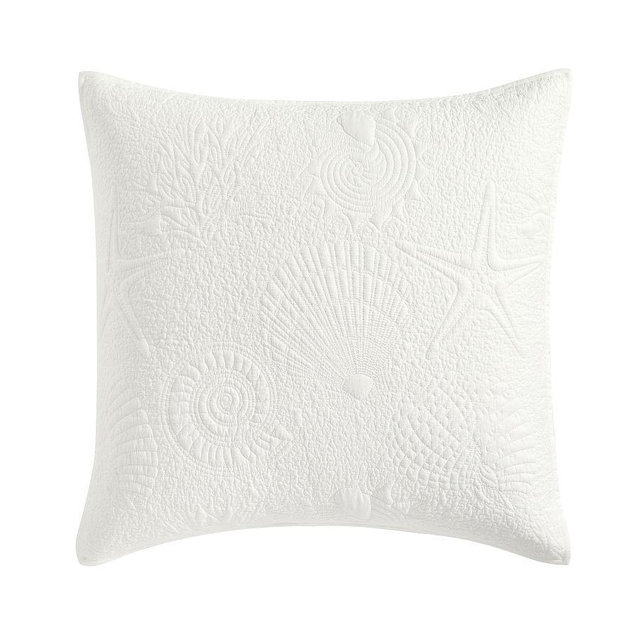 Sealife Quilted Sham, White, Euro