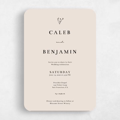 White Rounded Wedding Invitation - Rue Stamp