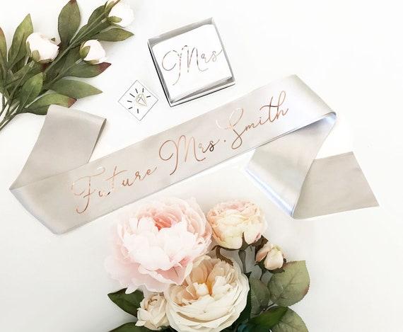 Bride Sash Rose Gold Silver - you choose - Custom Bride Sash Future Mrs Sash for Bride to Be Gift Bridal Shower Sash (EB3172CT)