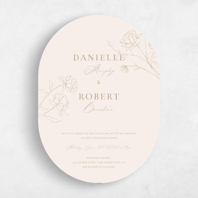Beige Oval Wedding Invitation - Ingrid Portrait