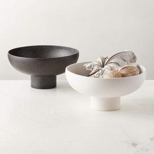 CB2 Black Ceramic Pedestal Bowl