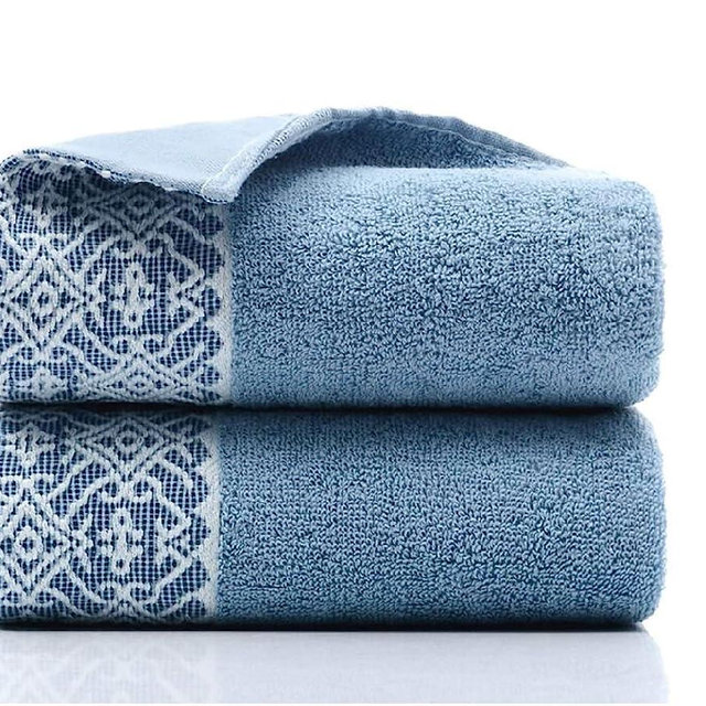 2 Pack Cotton Hand Towels,100% Cotton Face Towels, Durable Highly Absorbent Soft Washcloth Towel for Premium Luxury Spa Hotel Bathroom, Camping, Gym （14 x 30 Inch (Maoj-lassical Blue)
