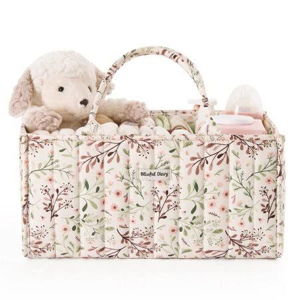 Blissful Diary Floral Diaper Caddy Organizer, Stylish Nursery Storage Basket, Diaper Bag,Gift for Baby Shower, Baby Registry Must Have, Newborn Essentials, Pastoral Daisy