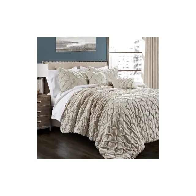 Home Boutique Ravello Pintuck Comforter - Wheat - 5 Piece Bedding Set - King