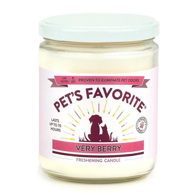 Pet's Favorite Pet Odor Candle, Clean Burning, Long Lasting Scented Candles with a 70 Hour Burn Time, Very Berry