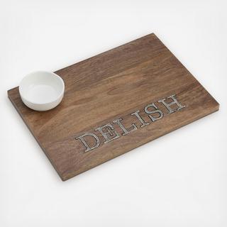 Mango Wood Serving Board With Dip Bowl