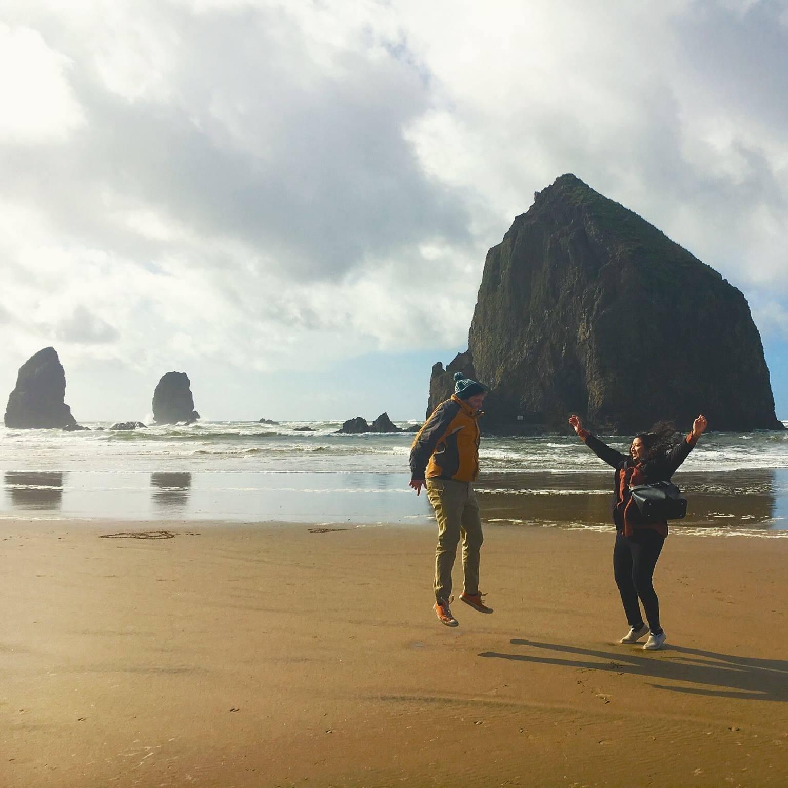 We were just so excited about our love that we jumped in the air. Just kidding, Spenser was proving that he could jump way higher than me.