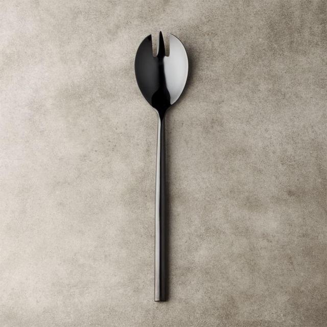 rush shiny black slotted serving spoon