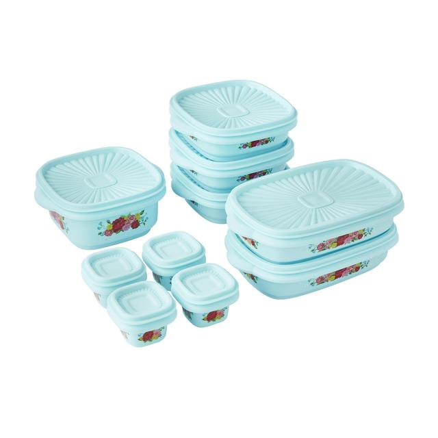 The Pioneer Woman 20-Piece Food Storage Set with BPA-Free Plastic Containers and Lids, Sweet Rose