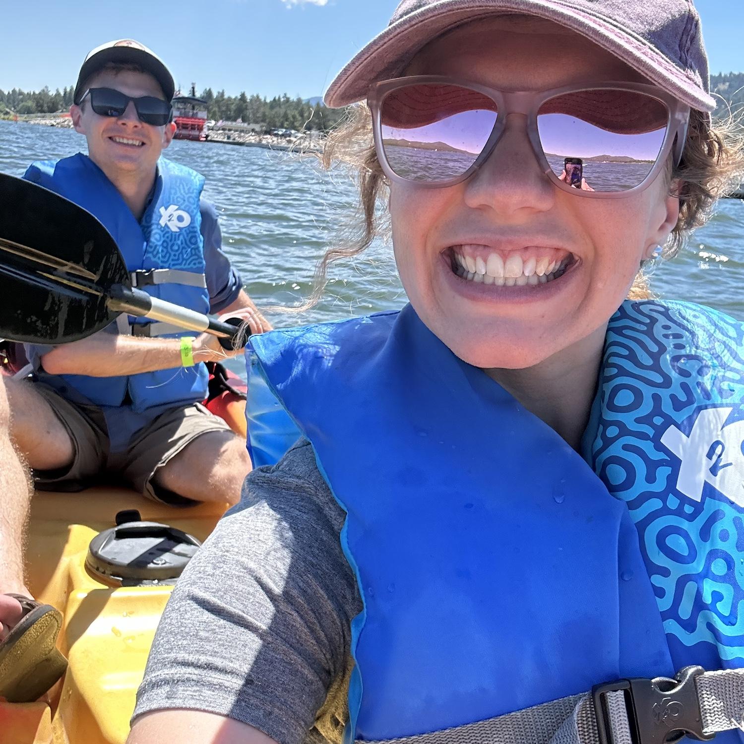 California kids, part 6. Escaping the summer heat at Big Bear Lake. Someone got substantially more soaked than the other.