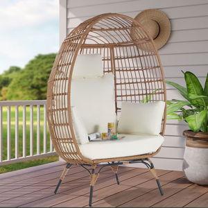 SANSTAR Patio Chair Egg with Off-white Cushioned Seat