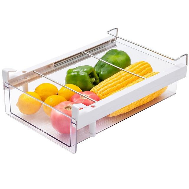 vacane Refrigerator Organizer Drawer,Plastic Fridge Drawer With Handle Pull Out Fridge Bins Organizer, Extra-Long Stretch 19.5",Cheese, Deli Meat, Drinks, Fruit, Vegetable