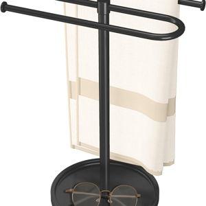 Towel Holder Stand, Stainless Steel Hand Towel Holder Rack for Bathroom Countertop, S-Shape Free Standing Towel Bar Holds 2 Towels for Kitchen Countertop, Black
