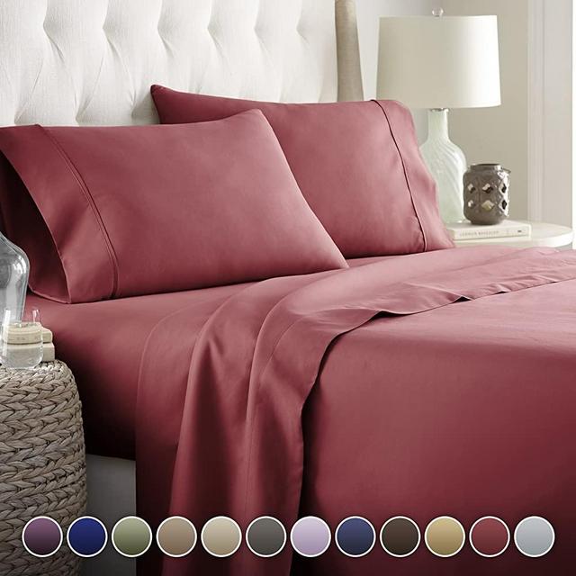 Hotel Luxury Bed Sheets Set Today! On Amazon Soft Bedding 1800 Series Platinum Collection-100%!Deep Pocket,Wrinkle & Fade Resistant (Calking,Burgundy)