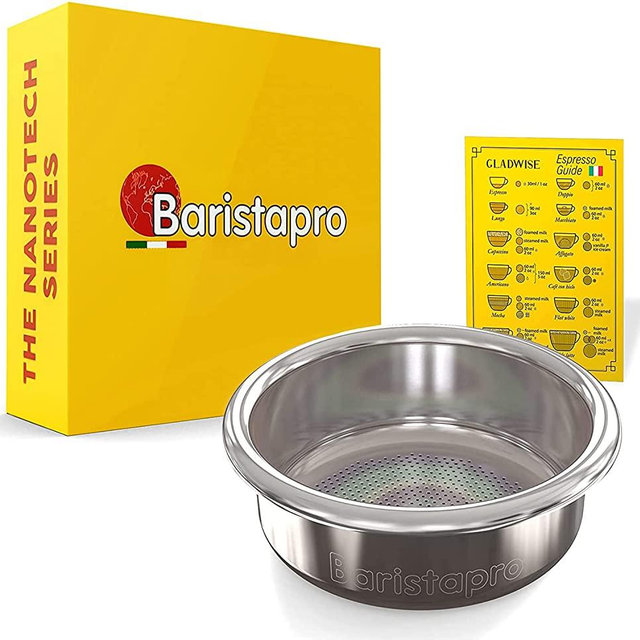 IMS Basket Baristapro Nanotech 18 gram - Precision Ridgeless Double Expresso Basket Filter fits most 58mm Portafilter. Make Superior Espresso Coffee Shots! Includes Gladwise Coffee Card.