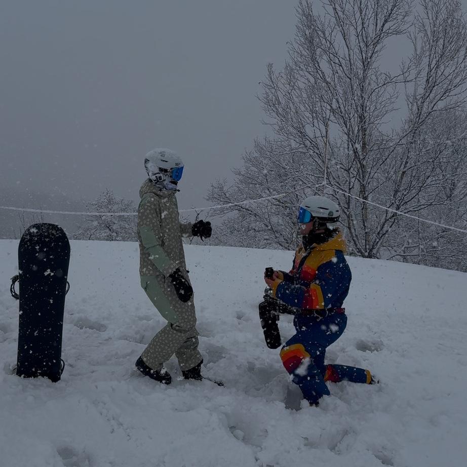 Jake proposed at a ski resort in Japan. February 2025. 💍❤️