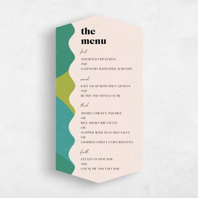 Green Diamond Wedding Menu - Allegria