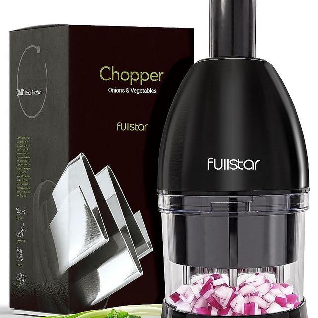 Fullstar Onion Chopper Hand Chopper for Vegetables - Stainless Steel Nut Chopper Manual Hand Food Chopper Handheld Food Chopper Vegetable Chopper Manual Onion Hand Chopper Onion Press Chopper- Black