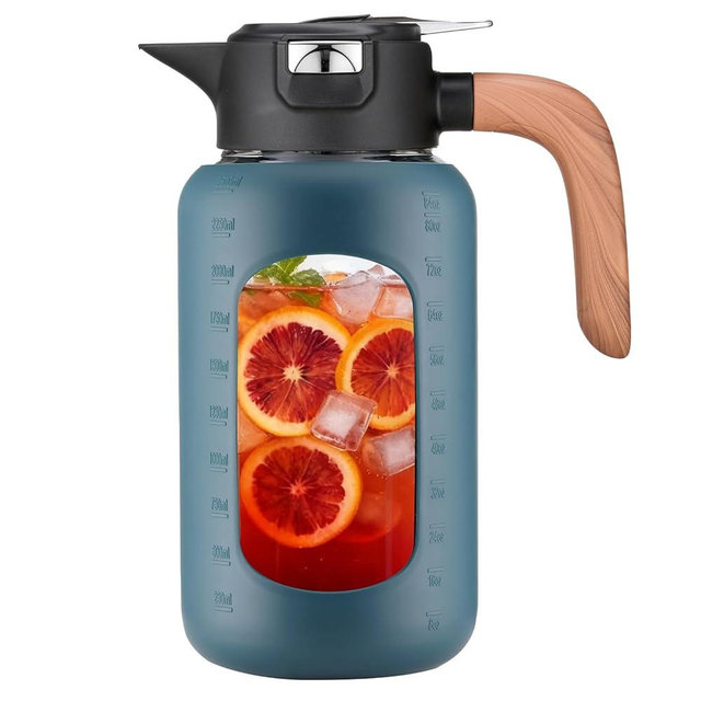 84 oz/2.5 Liter Glass Pitcher with Lid and Handle, Glass Carafe/Jug for Hot/Cold Water, Large Iced Tea Pitcher for Coffee, Juice and Homemade Beverage