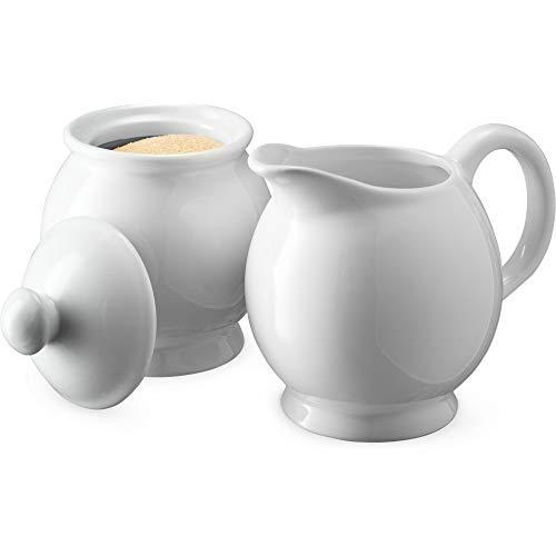 KooK Sugar and Creamer Set, Ceramic Make, White