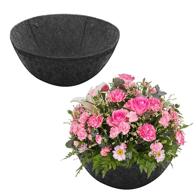 Riare 2 Pack 12 Inch Round Fabric Planter Basket Liner- Hanging Basket Liners Replacement Coco Fiber Liner Alternative for Hanging Basket Flowers (Prevent Birds from Nesting)